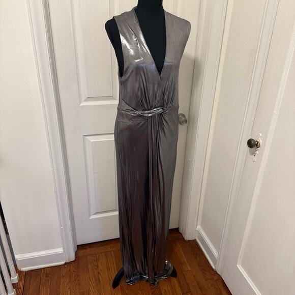 Halston Heritage Silver Twist Column Gown - Picture 4 of 11